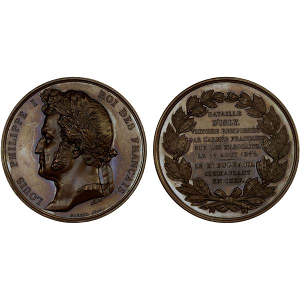 ALGERIA: Louis Philippe I, 1830-1848, AE medal (70.02g), 1844, AU