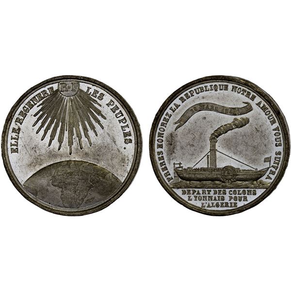 ALGERIA: French Occupation, medal (14.25g), 1848, AU