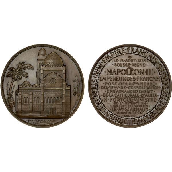 ALGERIA: French Occupation, AE medal (155.7g), 1853, Choice UNC