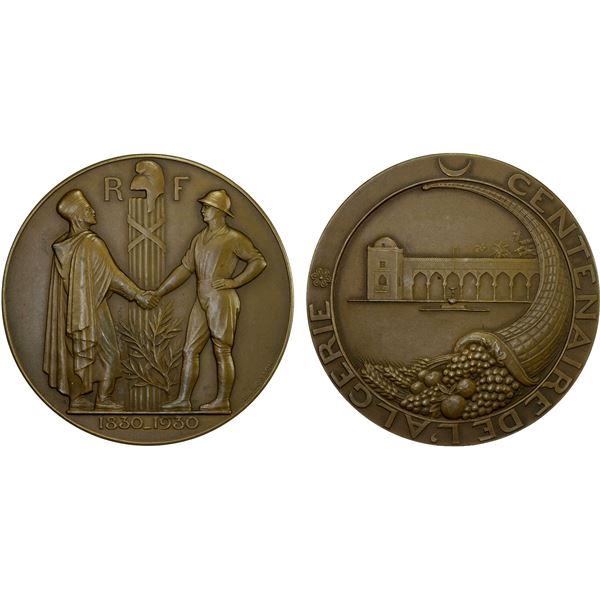 ALGERIA: French Occupation, AE medal (157.1g), 1930, Choice UNC