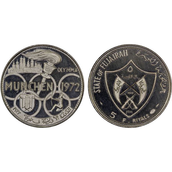 FUJEIRA: Muhammad bin Hamad al-Sharqi, 1952-1974, AR 5 riyals, Proof