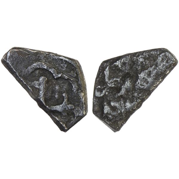 PHILIPPINES: Felipe V, 1700-1746, AR cut 1/2 real (0.59g), DM-Mo, VF