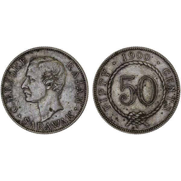 SARAWAK: Charles J. Brooke, 1868-1917, AR 50 cents, 1900-H, VF-XF