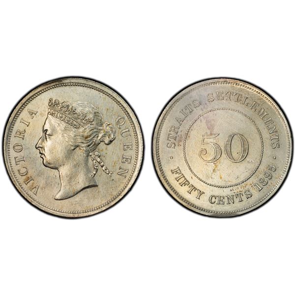 STRAITS SETTLEMENTS: Victoria, 1867-1901, AR 50 cents, 1895, PCGS AU details
