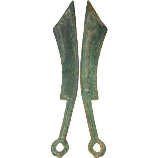 WARRING STATES: State of Yan, 600-400 BC, AE knife money, F-VF