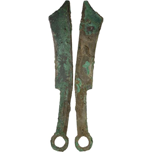 WARRING STATES: State of Yan, 600-400 BC, AE knife money, F-VF