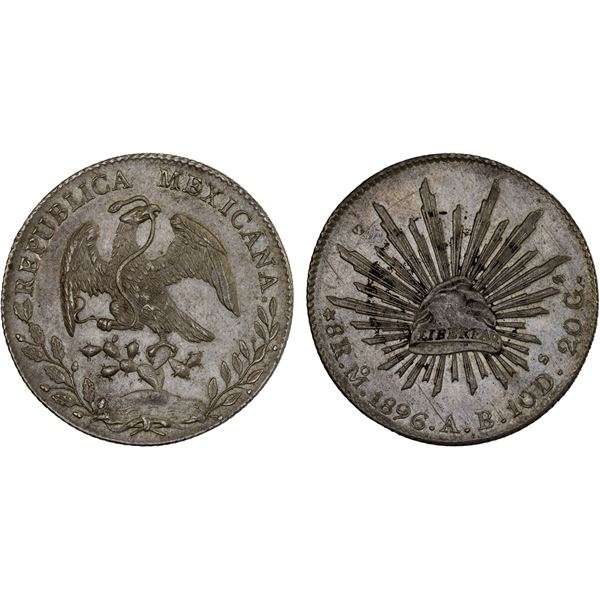 CHINA: CHOPMARKED COINS: MEXICO: Republic, AR 8 reales, 1896-Mo, AU