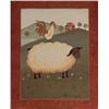 Image 1 : Sheep and Rooster Country Folk Art Print