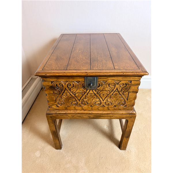 Rustically Carved Side Table