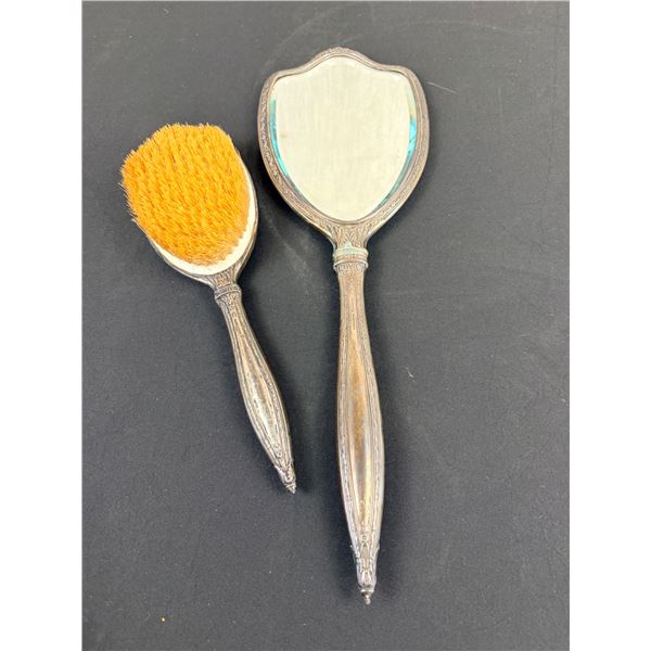 International Sterling Hand Mirror & Brush