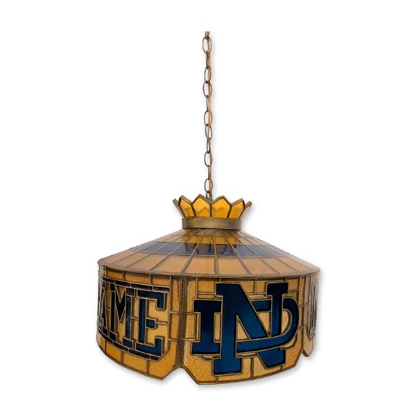 Vintage University of Notre Dame Fighting Irish Tiffany-Style Stained Resin Hanging Pub Lamp