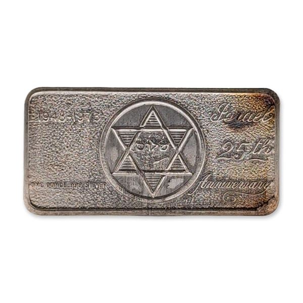 1973 Patrick Mint Israel 25th Anniversary Silver Bullion Bar .999 Silver