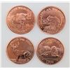 Image 2 : 4pc American Wildlife US Copper Bullion Rounds