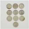 Image 2 : 10pc Collection of US Silver Washington Quarters,1934-1963