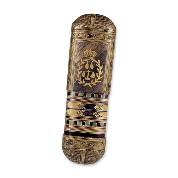 Royal Saxon Straw Marquetry Cigar Case
