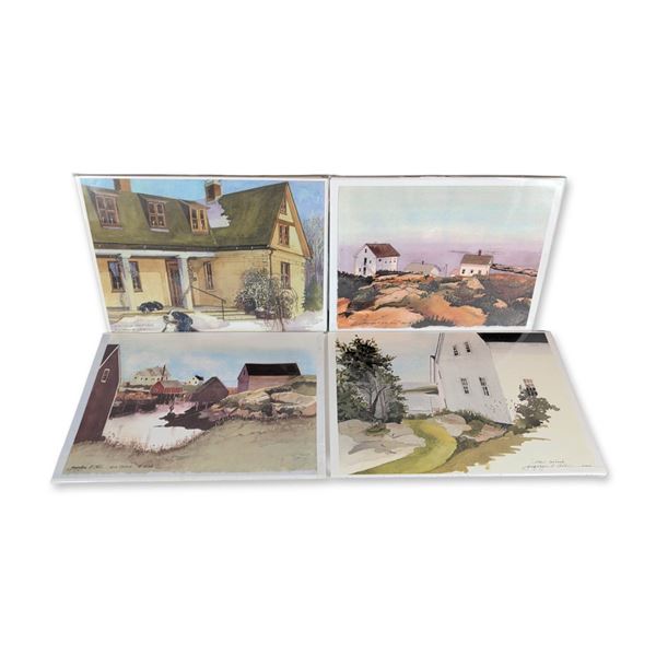 4pc Collection of Jacquelyne A. Lotz (American, b. 1935) Architectural and Coastal Prints