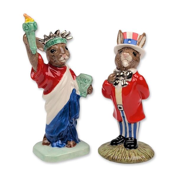 2pc Royal Doulton Bunnykins Patriotic Figurines