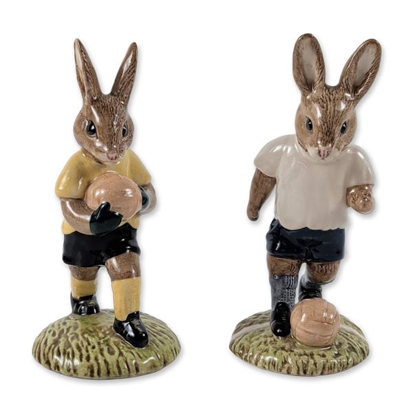2pc Royal Doulton Soccer Bunnykins Figurines