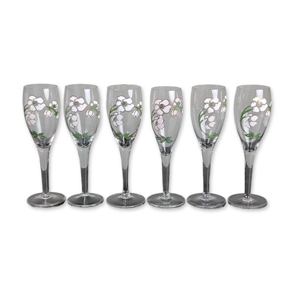6pc Perrier-Jouet Belle Epoque Glass Champagne Flutes