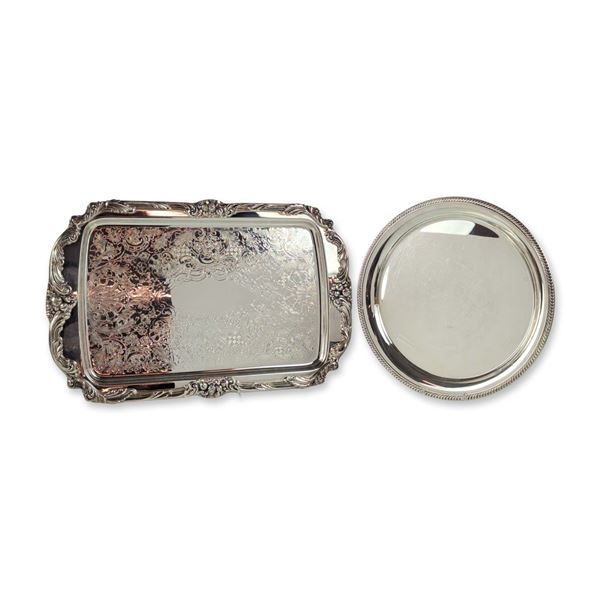 2pc Reed & Barton and Lunt Silver-Plated Trays
