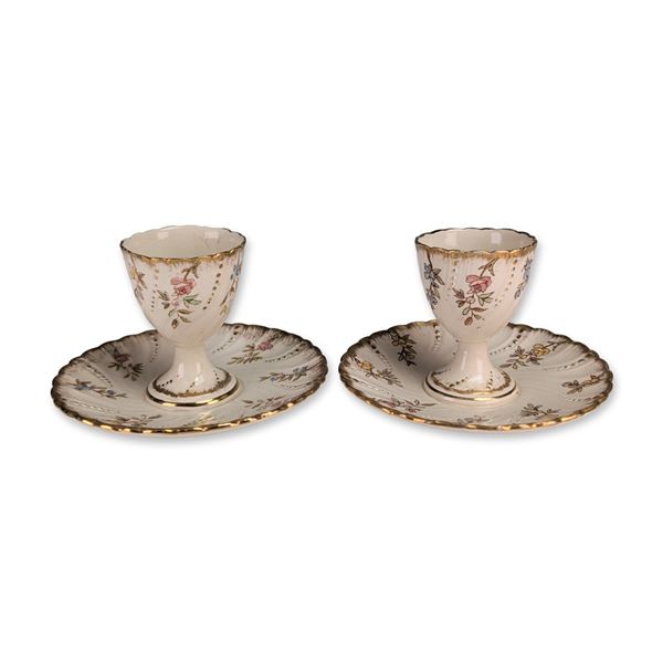 Pair of Sarreguemines Louis XV French Earthenware Egg Cups
