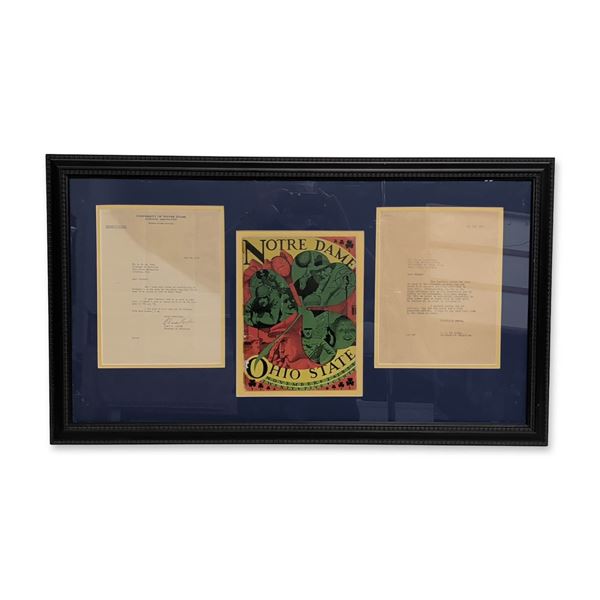 Framed Notre Dame vs Ohio State 1935-1936 Football Ephemera Grouping