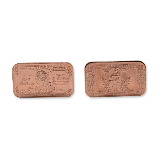 2pc .999 Fine Copper Tribute Bullion Bars