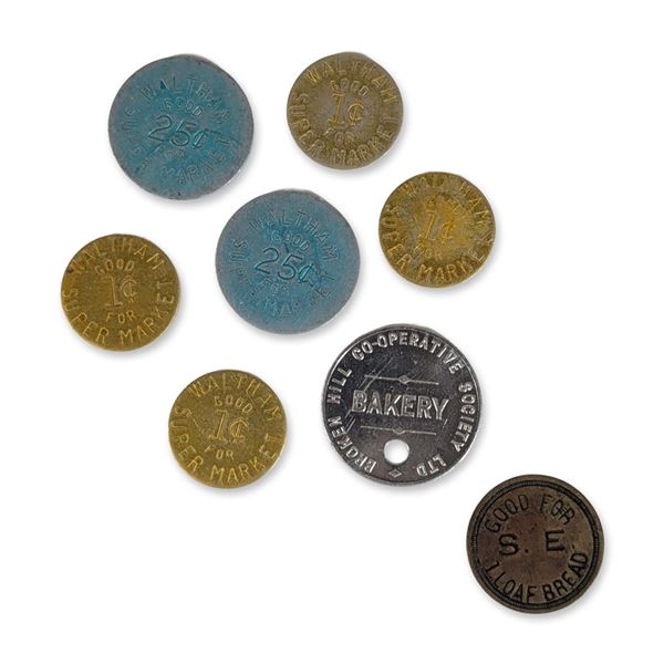 Group of Eight US and AU Grocery and Bakery Trade Tokens