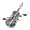 Image 1 : Swarovski Silver Crystal Violin with Bow and Stand