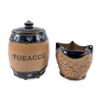 Image 1 : 2pc Royal Doulton Lambeth Stoneware Tobacco Jar and Match Striker