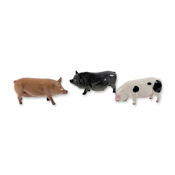 3pc Royal Doulton Glazed Porcelain Pig Figurines