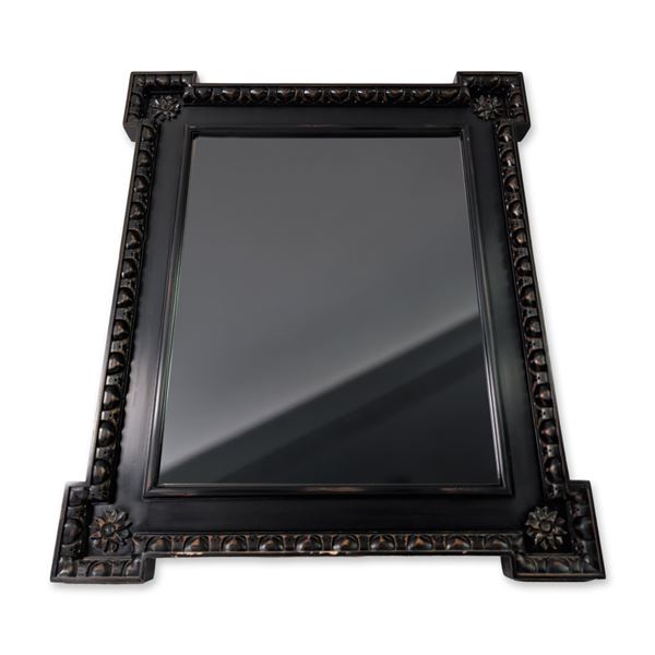 Romanian Black Painted Wood Wall Mirror