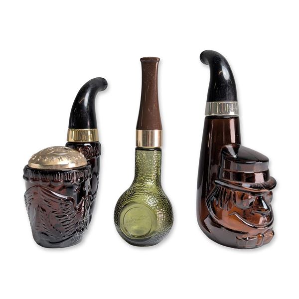 Trio of Avon Vintage Glass Pipe Cologne Bottles