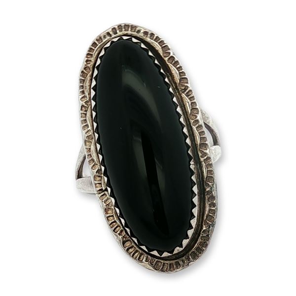 CLAW Southwestern Sterling Silver Black Onyx Ring