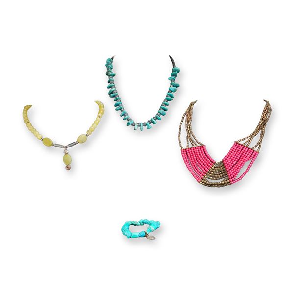 4pc Collection of Faux Turquoise and Beaded Costume Jewelry