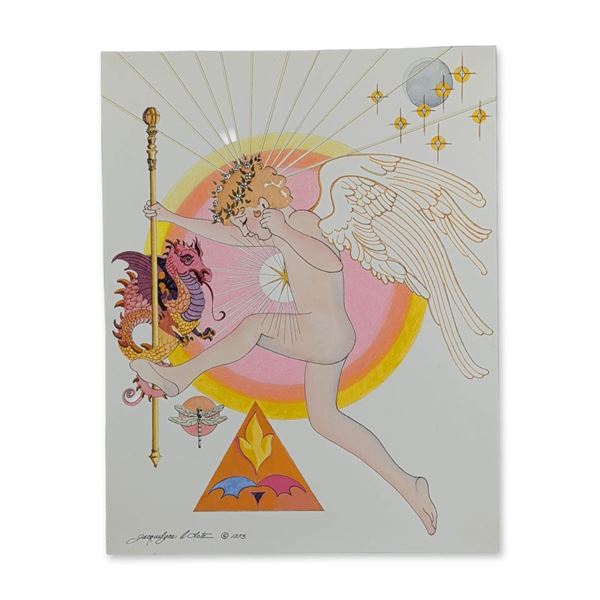 Jacquelyne A. Lotz (American, b. 1935) Orignail Mixed Media on Paper, Mercury, Signed