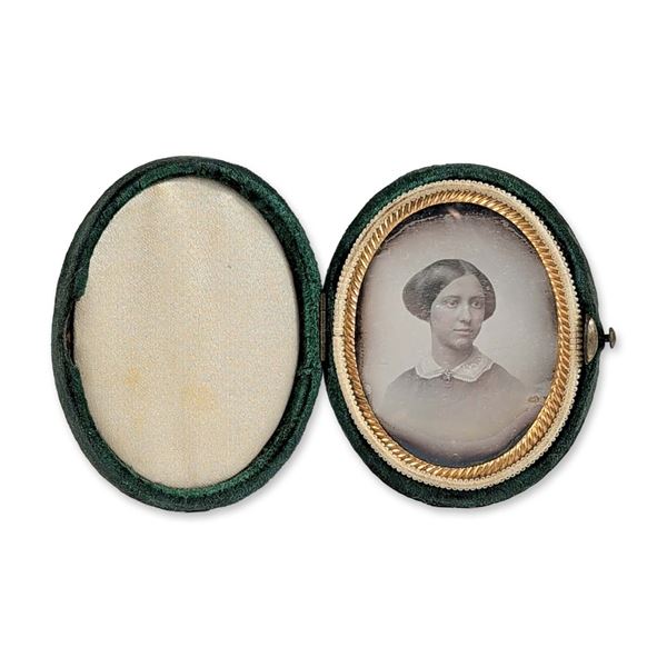 Nineteenth Century Cased Oval Portrait Daguerreotype of Rebecca Bacon