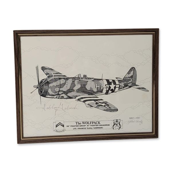 Robert L. Conely, Print on Paper The Wolfpack, Signed & Autographed by Gabby Gabreski