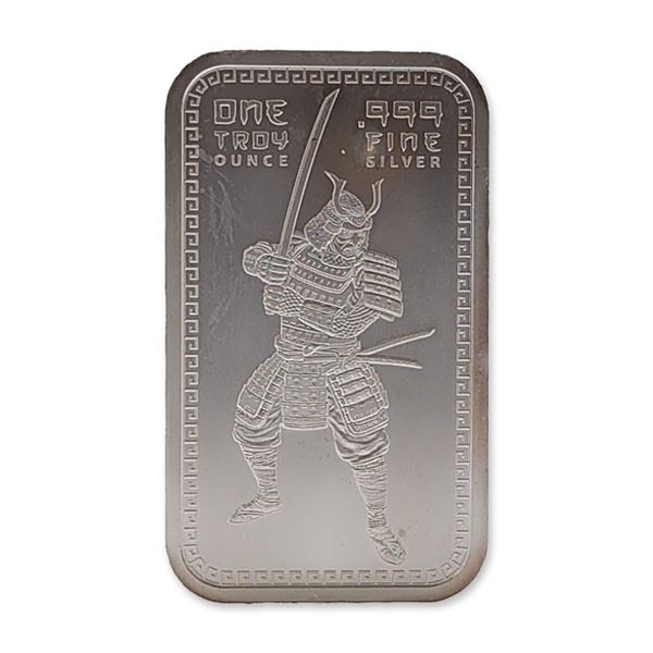 Samurai Warrior 1 oz .999 Fine Silver Bullion Bar