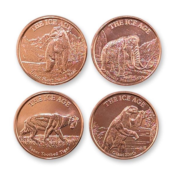 4pc Collection of Ice Age Series .999 Fine Copper Rounds