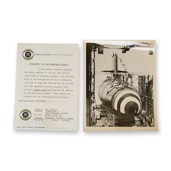 1959 CBS News "The Twentieth Century" Press Kit Photo & Release - USS Skipjack Nuclear Submarine