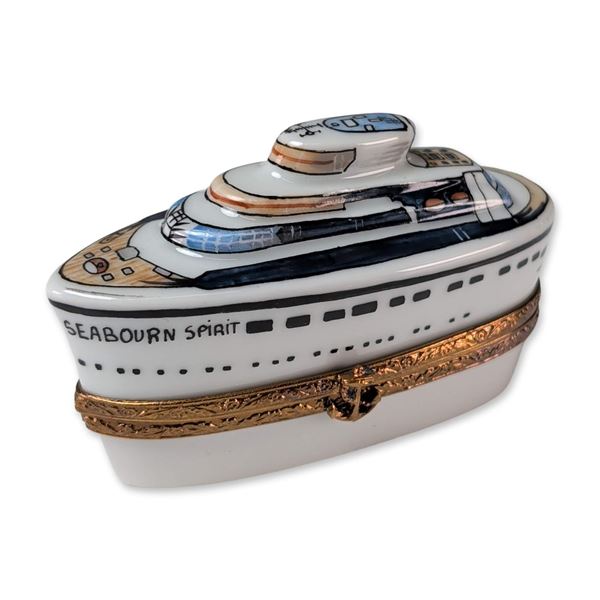 Limoges Porcelain Seabourn Spirit Ship Trinket Box