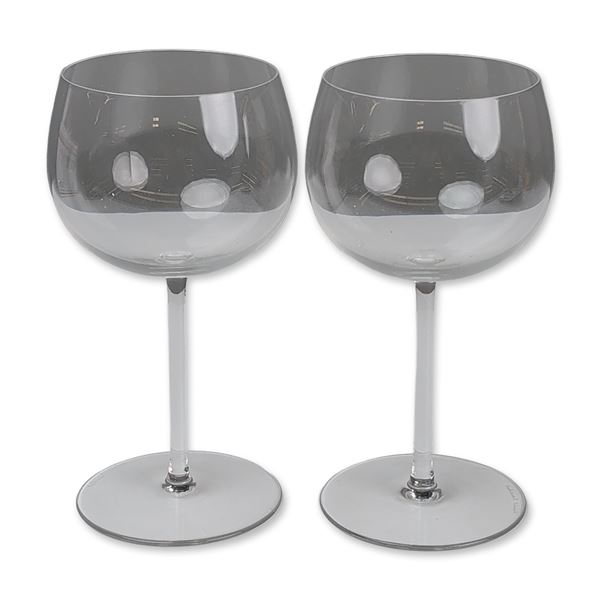 Pair of Val Saint Lambert Crystal Balloon Glasses