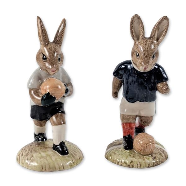 2pc Royal Doulton Bunnykins Soccer Figurines