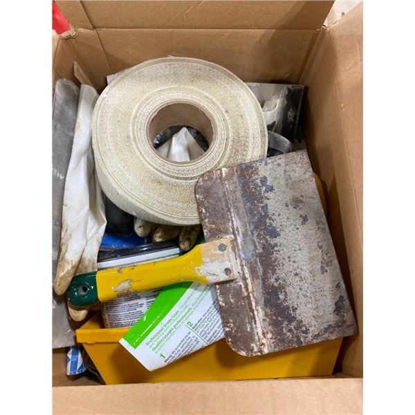 BOX LOT OF ASSORTED PAINTING AND DRYWALL SUPPLIES