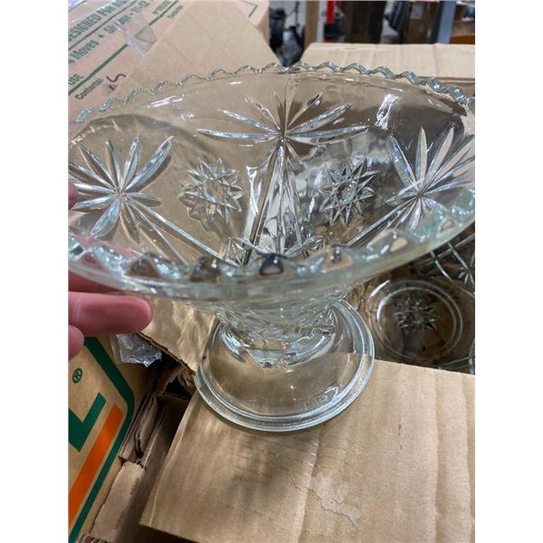 GLASS PUNCH BOWL AND ANOTHER GLASS PIECE