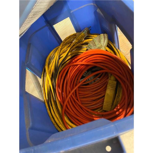 BOX LOT OF ASSORTED EXTENSIONS CORDS