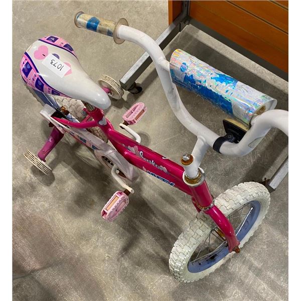 GIRLS KID BIKE WITH TRAINING WHEELS
