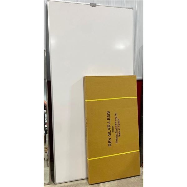 4X8FT DOUBLE-SIDED WHITE BOARD WITH LEGS - ONE SIDE HAS COUPLE SMALL DINGS