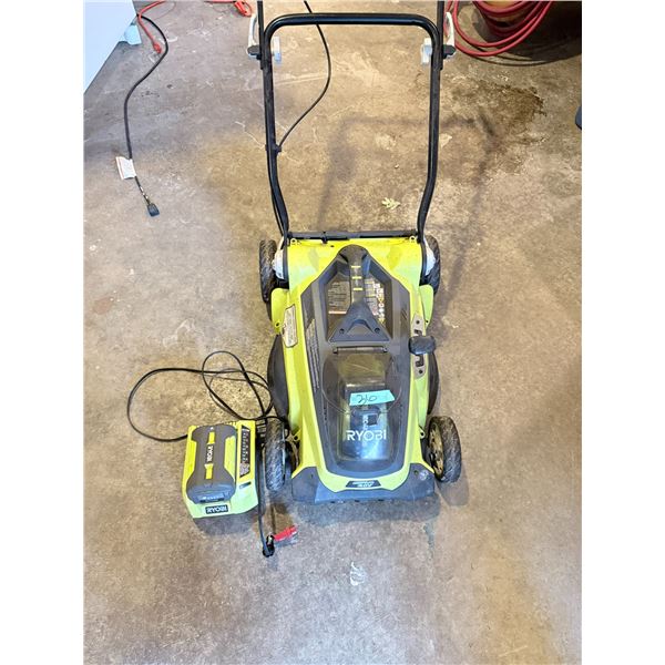 RYOBI 40 V BRUSHLESS CORDLESS LAWN MOWER WITH BATTERIES & CHARGER